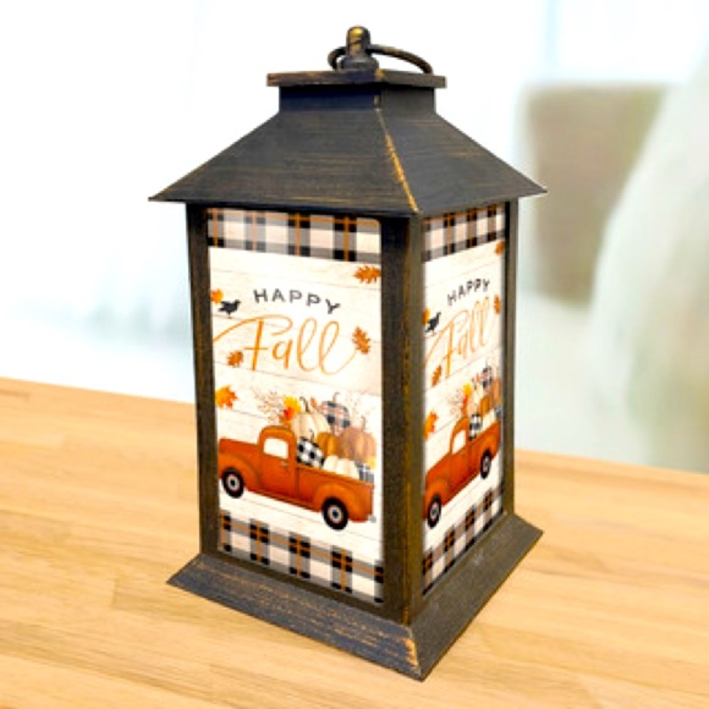 Happy Fall Pickup Truck Lantern